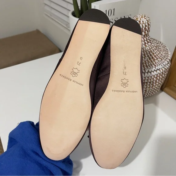 new LOEFFLER RANDALL Leonie satin bow ballet Mary Jane flats 7.5 brown - Picture 7 of 11